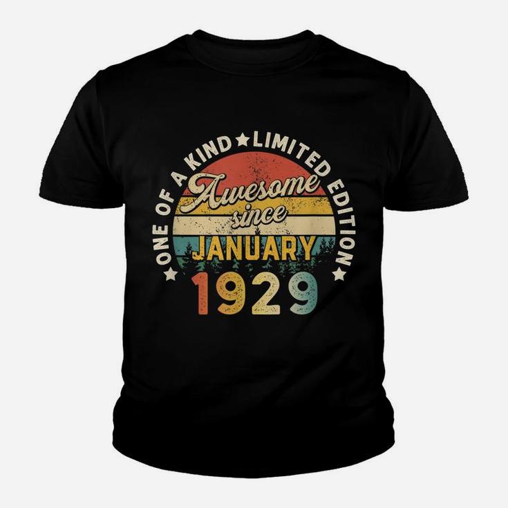 Born In January 1929 92Nd Birthday Vintage 92 Years Old Gift Youth T-shirt