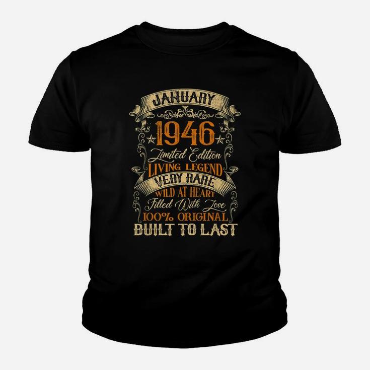 Born In January 1946 Vintage 75 Years Old 75Th Birthday Youth T-shirt