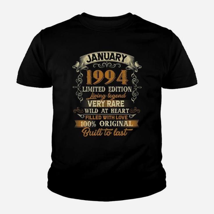 Born In January 1994 Vintage 27Th Birthday Gift 27 Yrs Old Youth T-shirt