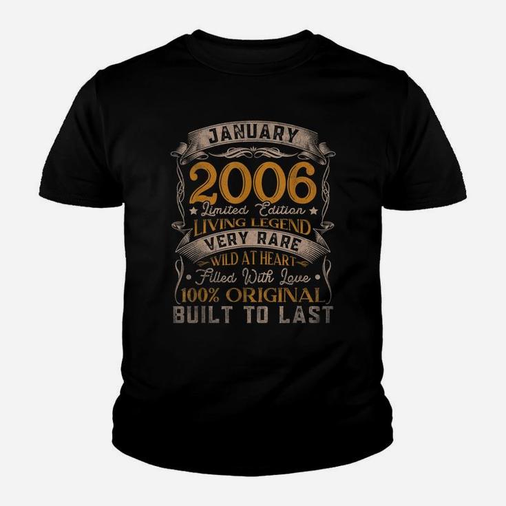 Born In January 2006 Vintage 15Th Birthday Gift 15 Years Old Youth T-shirt