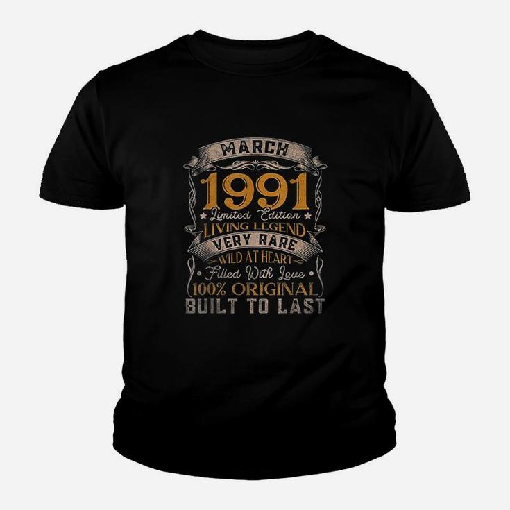 Born In March 1991 Vintage 30Th Birthday Gifts 30 Years Old Youth T-shirt
