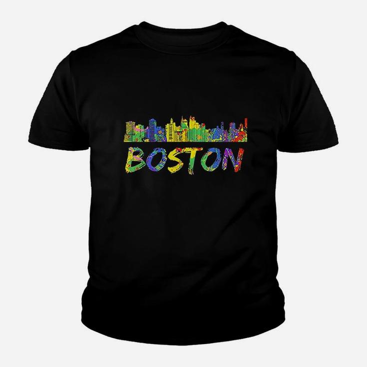 Boston Massachusetts Skyline Vintage Youth T-shirt