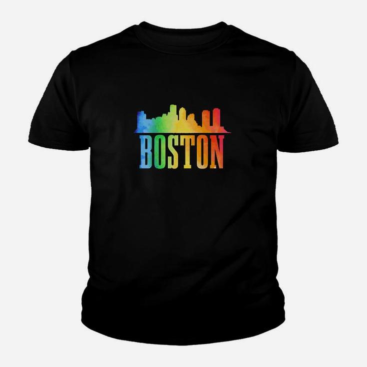 Boston Skyline Rainbow Lgbtq Gay Pride Massachusetts Youth T-shirt