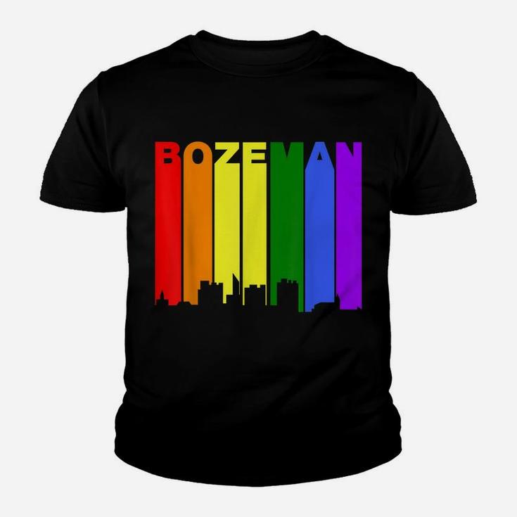 Bozeman Montana Lgbtq Gay Pride Rainbow Skyline Youth T-shirt