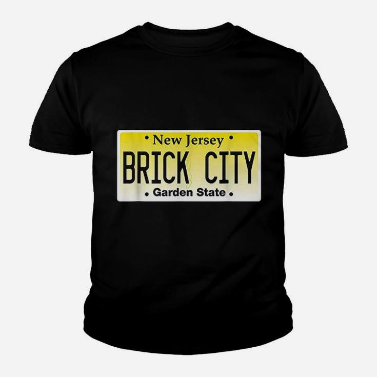 Brick City Newark Nj City New Jersey License Plate Graphic Youth T-shirt