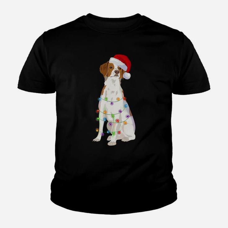 Brittany Spaniel Christmas Lights Xmas Dog Lover Youth T-shirt