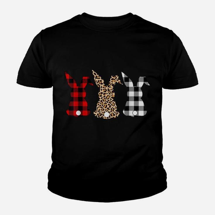 Bunny Rabbit Leopard Buffalo Plaid Easter Hunting Funny Gift Youth T-shirt