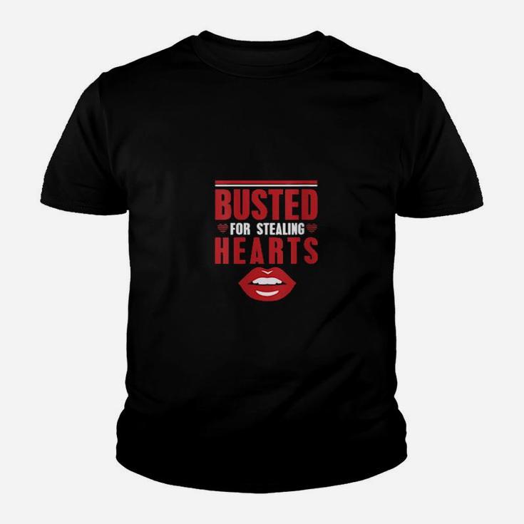 Busted For Stealing Hearts Valentines Day Youth T-shirt