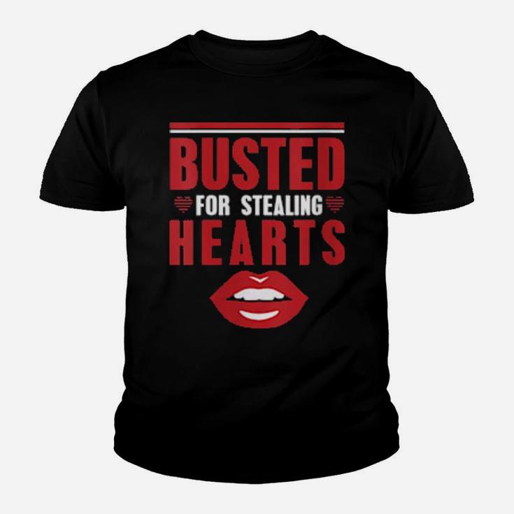 Busted For Stealing Hearts Valentines Day Youth T-shirt