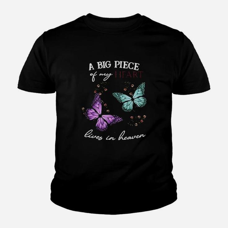 Butterfly A Big Piece Of My Heart Lives In Heaven Youth T-shirt