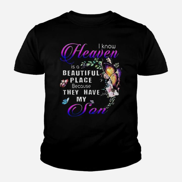 Butterfly Purple Is A Beautiful Place Because They Have My Son Youth T-shirt