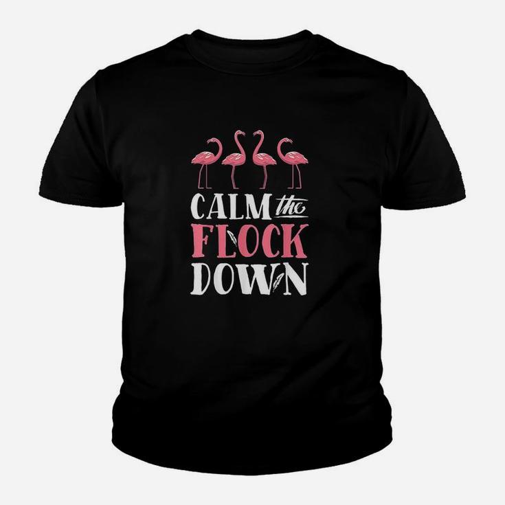 Calm The Flock Down Pink Flamingo Women Summer Gift Youth T-shirt