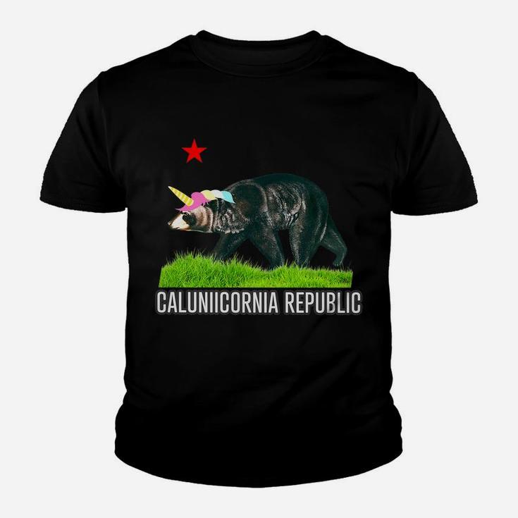 Calunicornia Republic Funny California Flag Unicorn Youth T-shirt