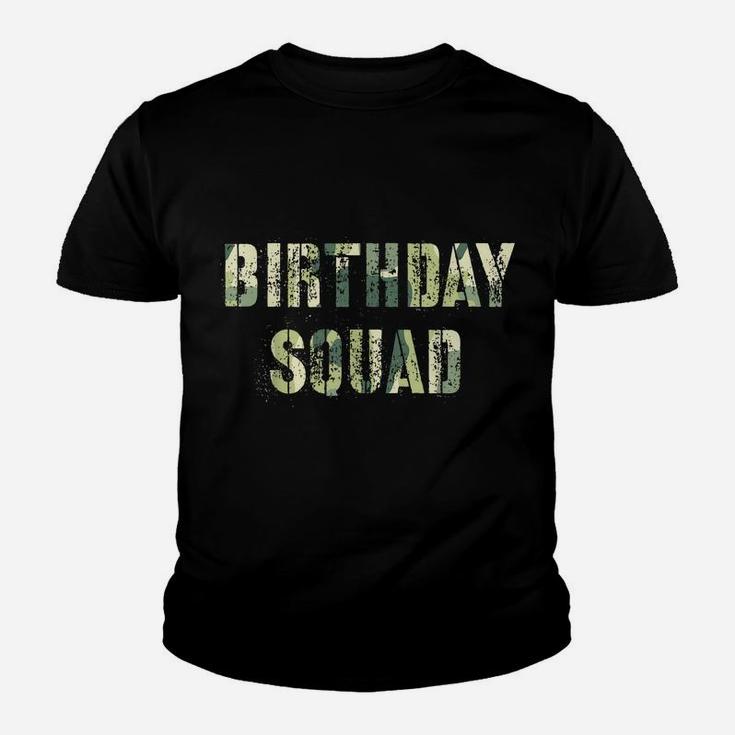 Camouflage Theme Birthday Party Squad Military Hunting Blue Youth T-shirt