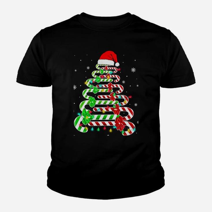 Candy Cane Santa Hat Funny Xmas Tree Merry Christmas Y'all Youth T-shirt