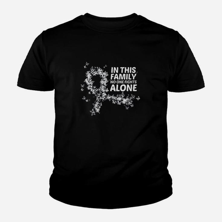 Canker No One Fights Alone Family Support White Ribbon Youth T-shirt