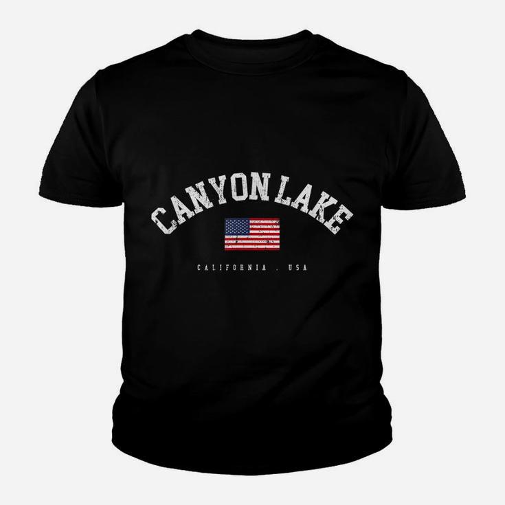 Canyon Lake Ca Retro American Flag Usa City Name Youth T-shirt