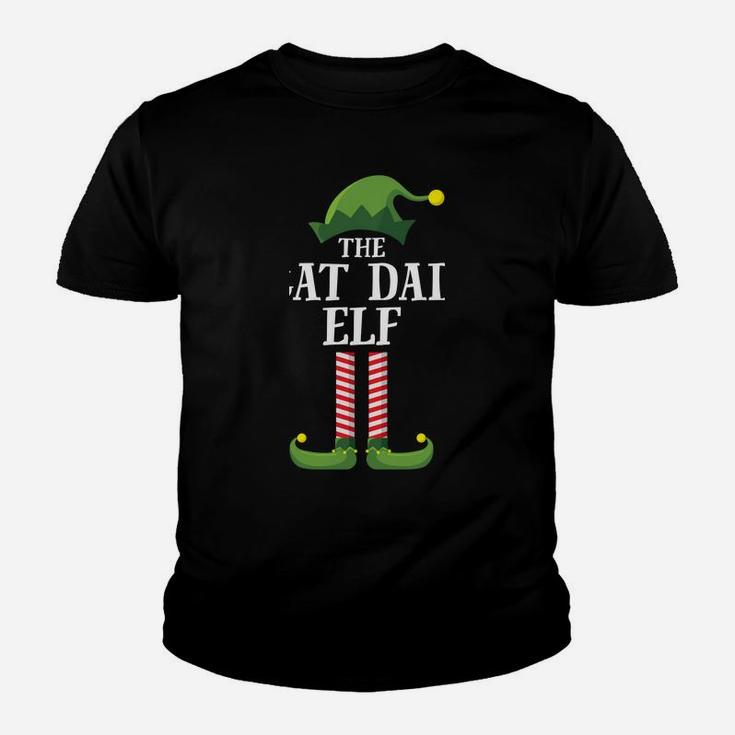 Cat Dad Elf Matching Family Group Christmas Party Pajama Youth T-shirt