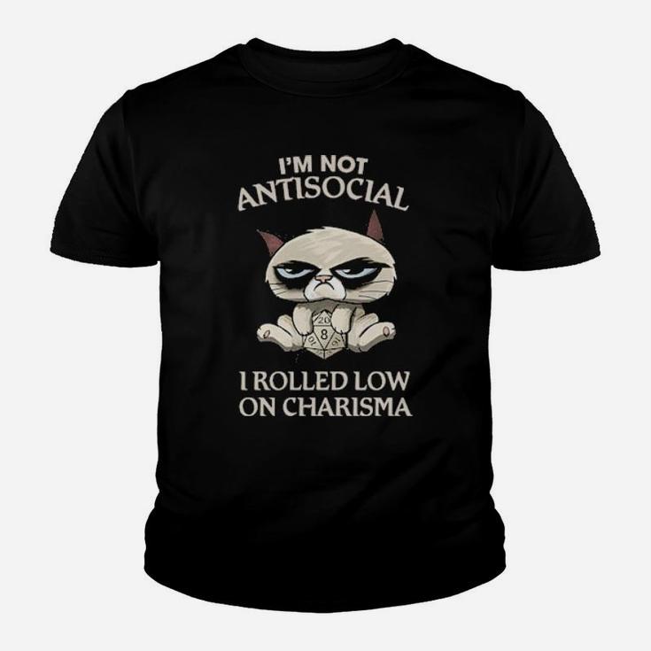 Cat Grumpy I'm Not Antisocial I Rolled Low On Charisma Hoodie Youth T-shirt