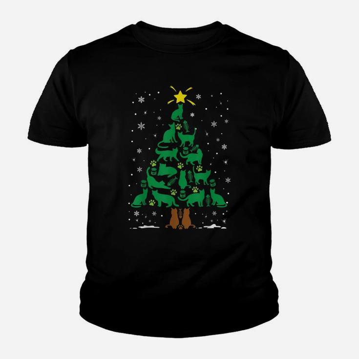 Cat Kitten Lovers Holiday Family Matching Christmas Tree Youth T-shirt