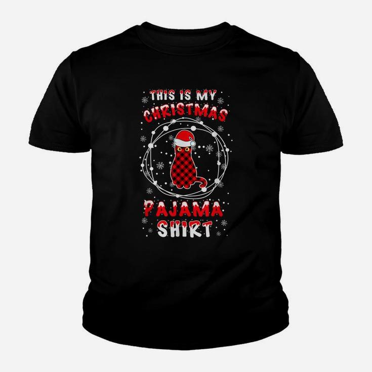 Cat Lover Funny Santa Hat Christmas Pyjama Saying Gift Idea Youth T-shirt
