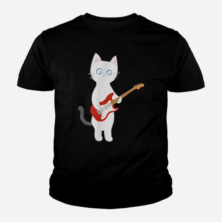 Cat Playing Electric Guitar Youth T-shirt
