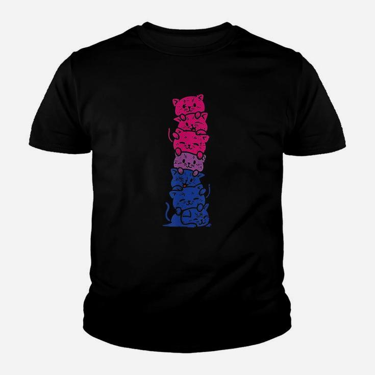 Cat Stack Pride Cute Bi Flag Animal Lover Gift Youth T-shirt