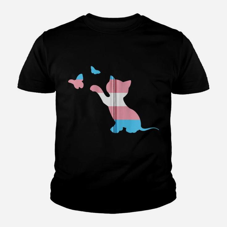 Cat Trans Pride Flag Gift For Transgender Ftm Mtf Cat Lovers Zip Hoodie Youth T-shirt