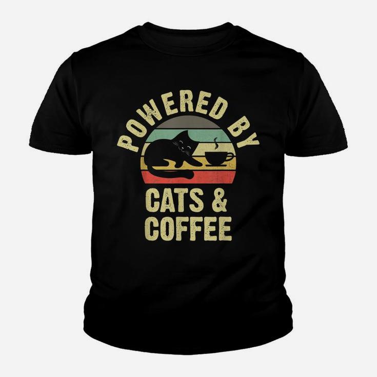 Cats & Coffee Lovers Funny Vintage Cat Kitty Kitten Lover Youth T-shirt