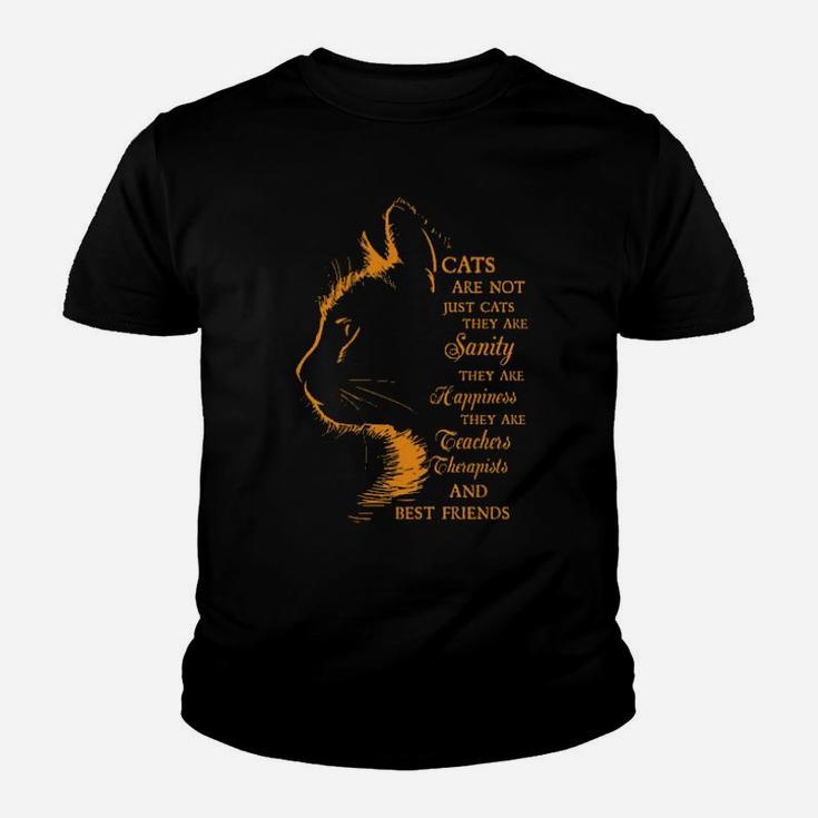 Cats Are Not Just Cats They Are Sanity They Are My Happiness You Are My Teacher You Are My Therapist And My Best Friend Youth T-shirt