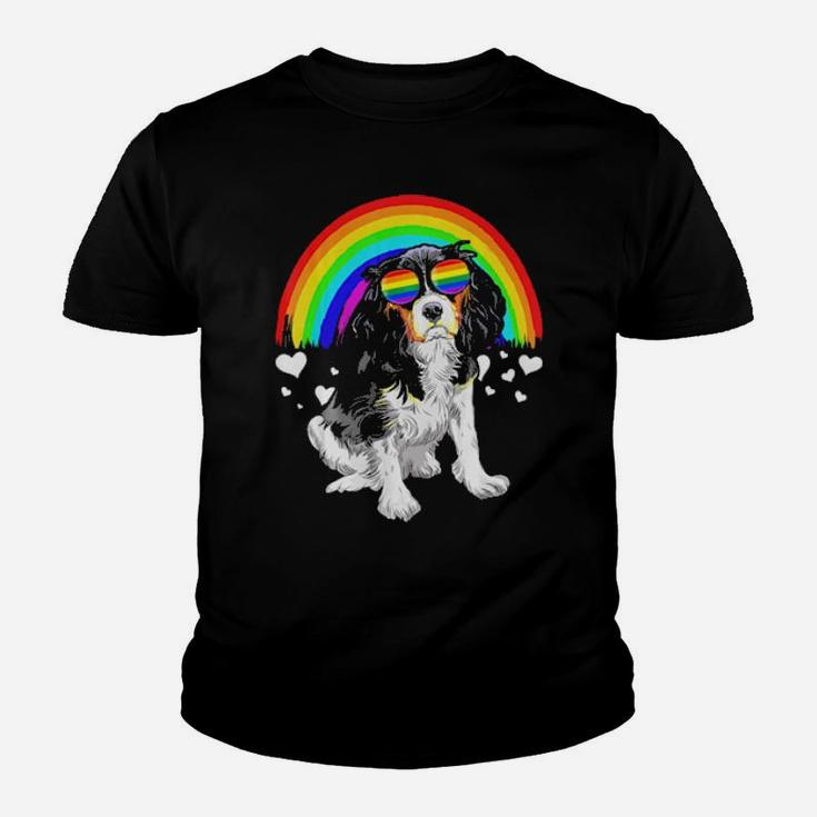 Cavalier King Charles Spaniel Rainbow Gay Pride Lgbt Youth T-shirt
