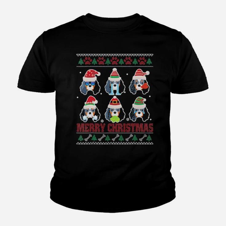Cavalier King Charles Spaniel Ugly Santa Costume Xmas Youth T-shirt