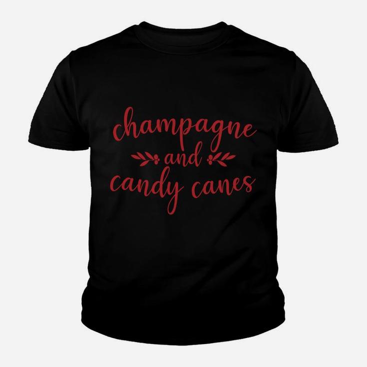 Champagne And Candy Canes Cute Christmas Holiday Funny Gift Youth T-shirt