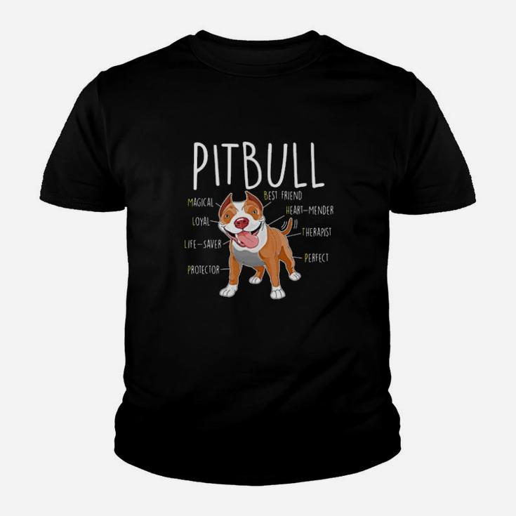 Characteristics Of A Pitbull Dog Lover Magical Loyal Protector Best Friend Therapist Youth T-shirt