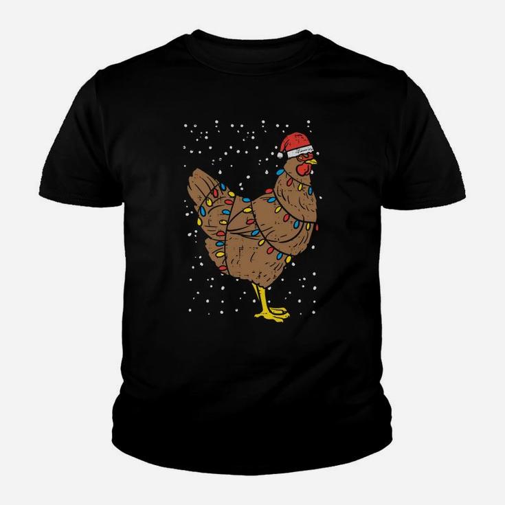 Chicken Santa Hat Christmas Lights Funny Xmas Animal Gift Sweatshirt Youth T-shirt