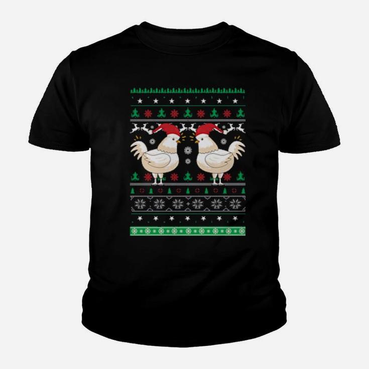 Chicken With Santa Hat Youth T-shirt