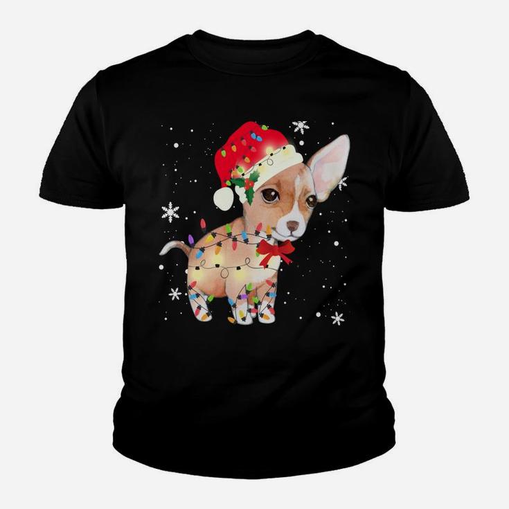 Chihuahua Dog Christmas Light Xmas Mom Dad Gifts Youth T-shirt