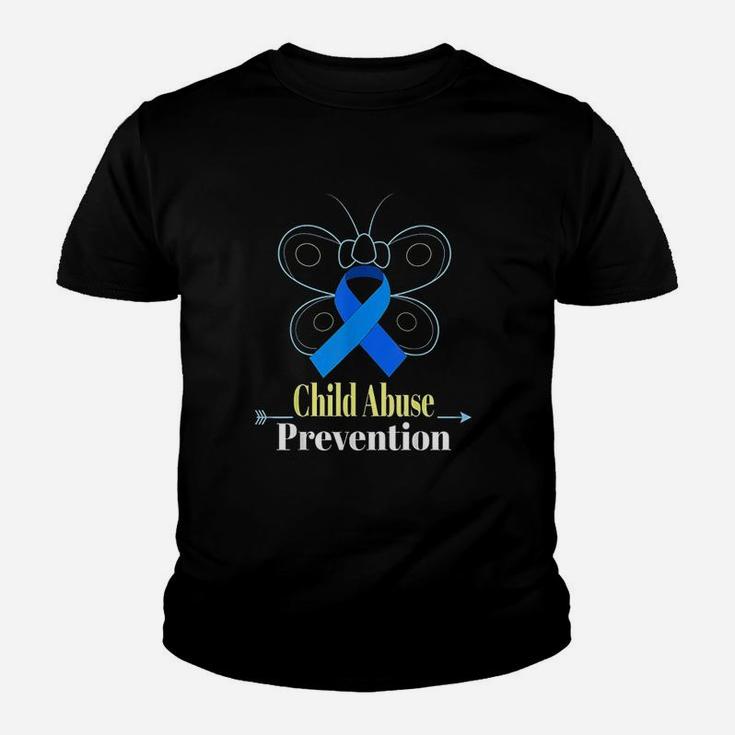 Child Awareness Butterfly Blue Ribbon Youth T-shirt