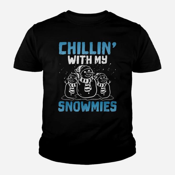 Chillin’ With My Snowmies Funny Christmas Snowman Crew Gift Youth T-shirt