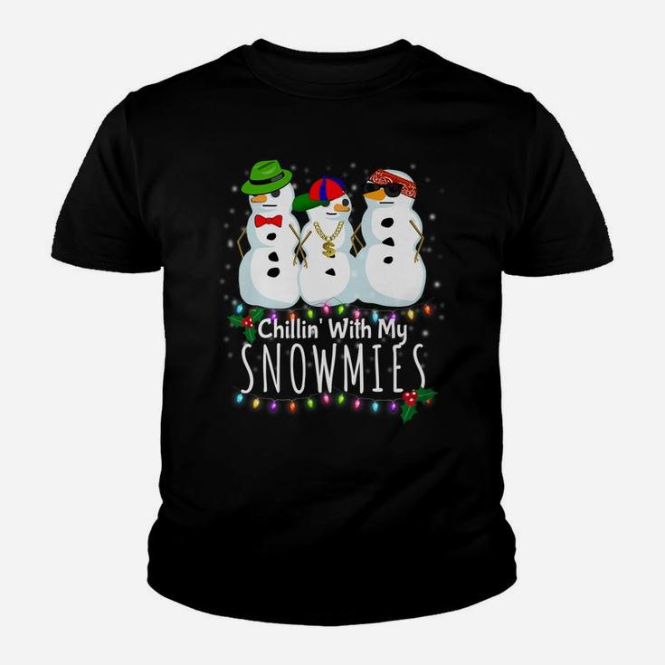 Chillin With My Snowmies Funny Snowman Gift Christmas Youth T-shirt