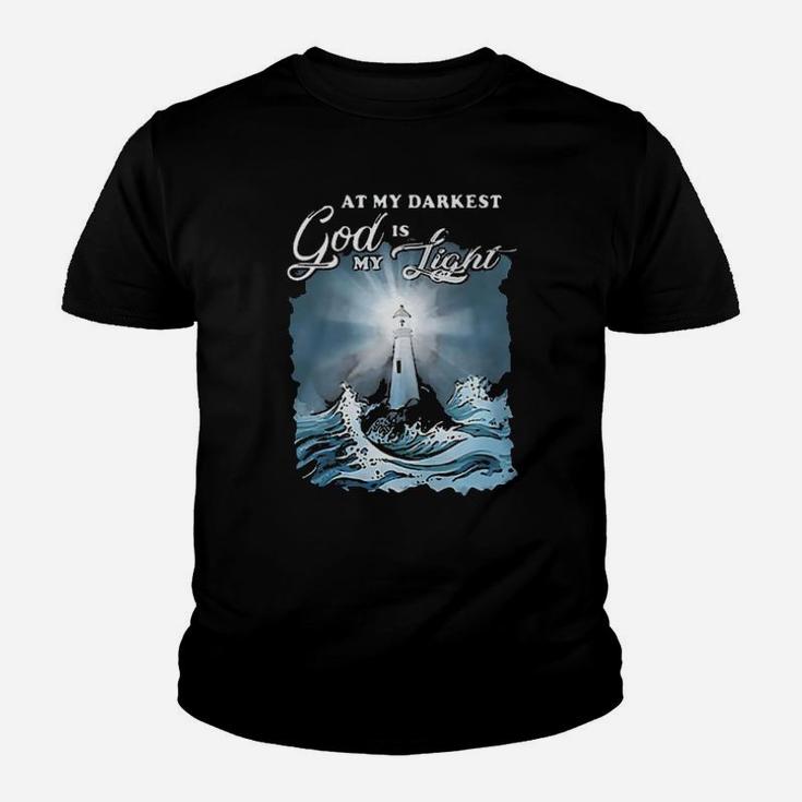 Christian At My Darkest God Is My Lighthouse Youth T-shirt