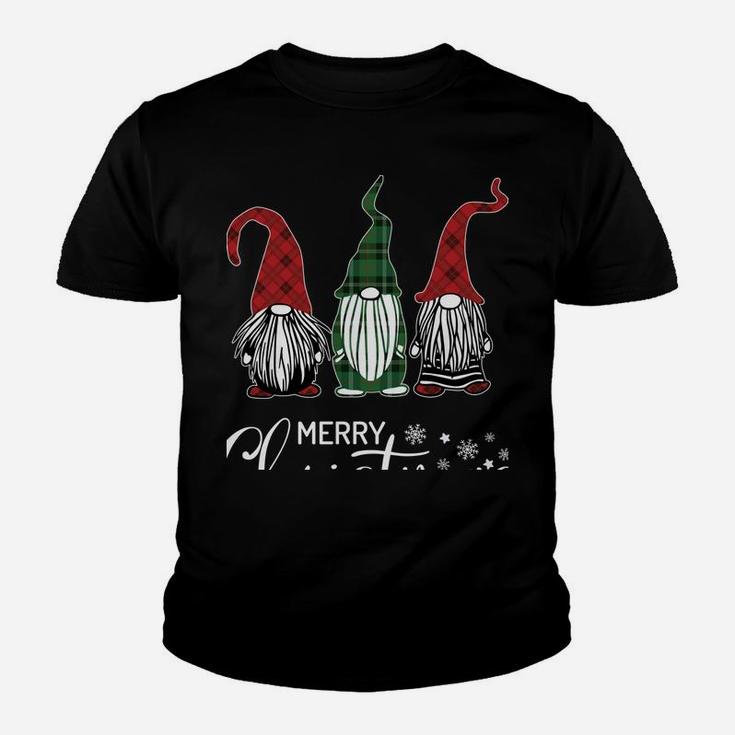 Christmas Gnomes In Plaid Hats Funny Gift Merry Xmas Graphic Youth T-shirt