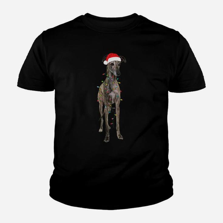 Christmas Greyhound Gift Greyhound Dog Funny Santa Hat Xmas Youth T-shirt