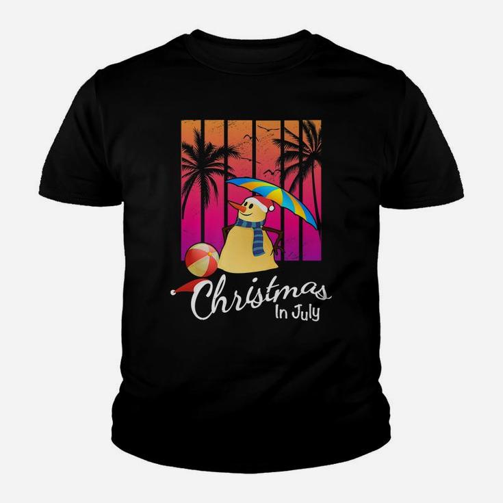 Christmas In July Tee Funny Snowman Summer Beach Vacation Youth T-shirt