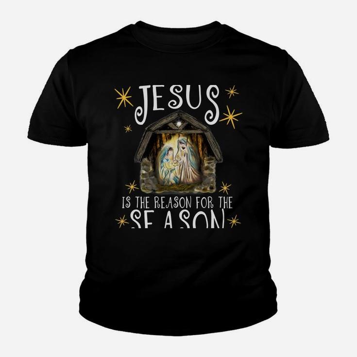 Christmas Nativity Jesus Is The Reason For The Season Manger Youth T-shirt
