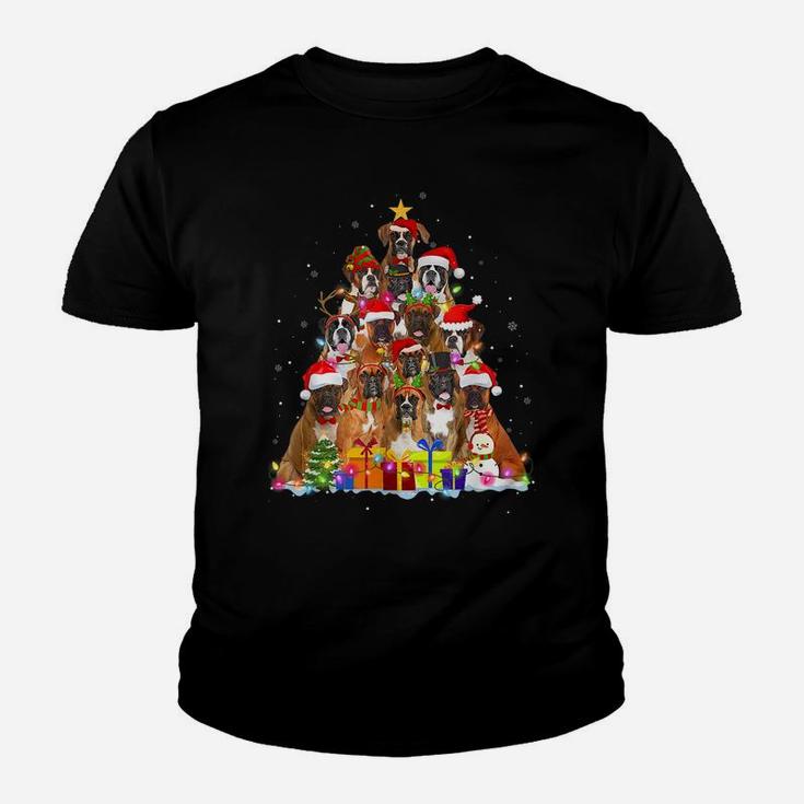 Christmas Pajama Boxer Tree Xmas Gifts Dog Dad Mom Youth T-shirt