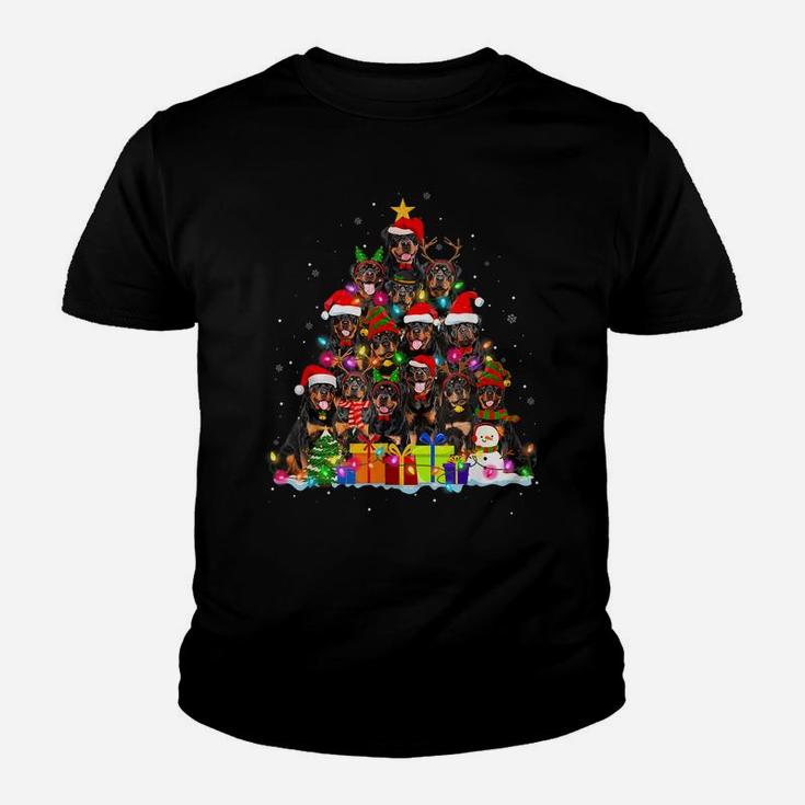 Christmas Pajama Rottweiler Tree Xmas Gifts Dog Dad Mom Youth T-shirt