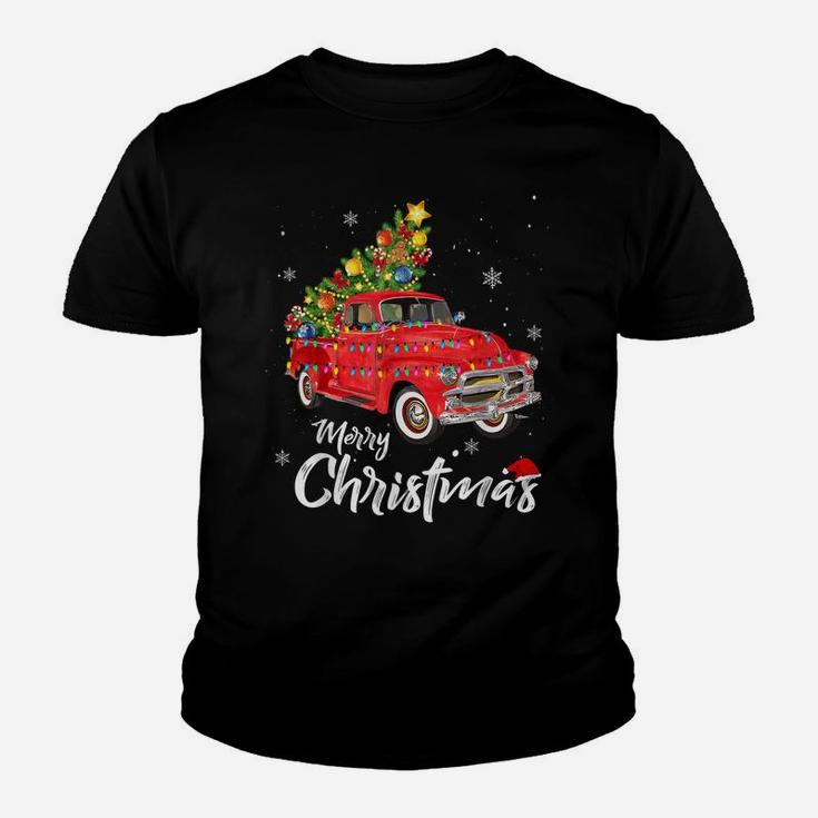 Christmas Red Truck Xmas Tree Vintage Gifts Merry Christmas Youth T-shirt