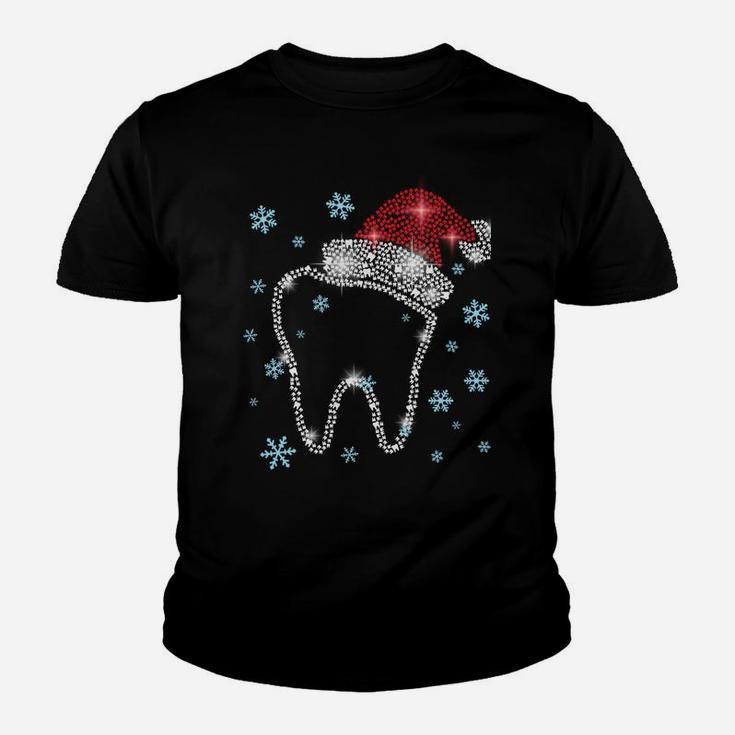 Christmas Tooth Santa Hat Funny Dentist Dental Assistant Sweatshirt Youth T-shirt