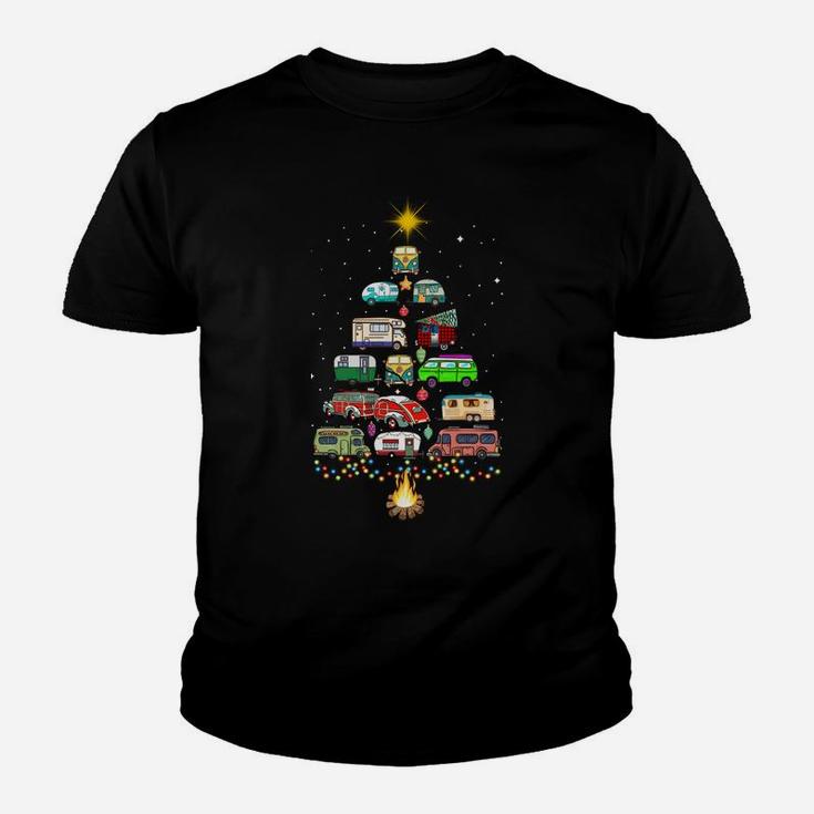 Christmas Tree Camper Vehicles Camping Rving Trailers Gift Youth T-shirt